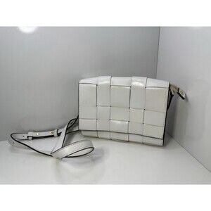 Michael Kors White Woven Leather Crossbody Bag with Pouch